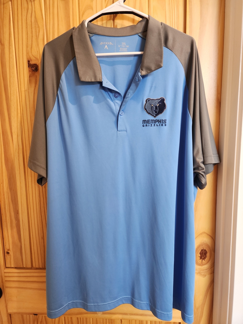 Antigua Memphis Grizzlies Light Blue and Gray Men's Polo